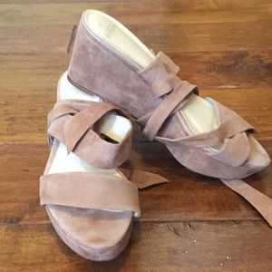 Alexandre Birman Tan Suede Strappy Wedges!